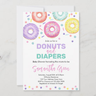 Invitation Baby shower Donuts et Diapers