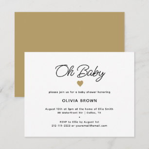Invitation Baby shower d'or blanc moderne