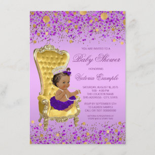 Invitation Baby shower d'or de la Princesse Lavender