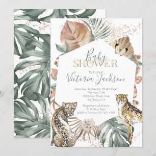 Invitation Baby shower d'or de palme sauvage tropicale