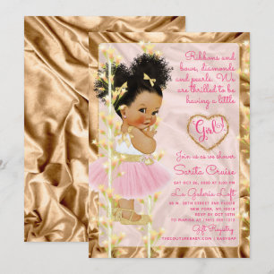 Invitation Baby shower d'or en cuivre rose