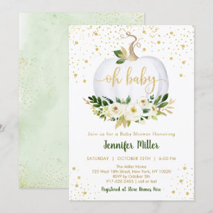 Invitation Baby shower d'or petit Citrouille
