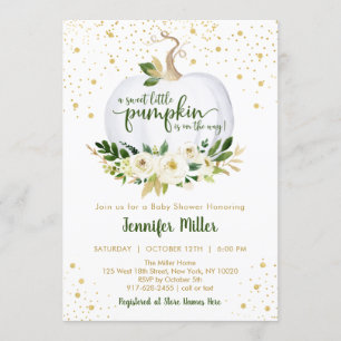 Invitation Baby shower d'or petit Citrouille