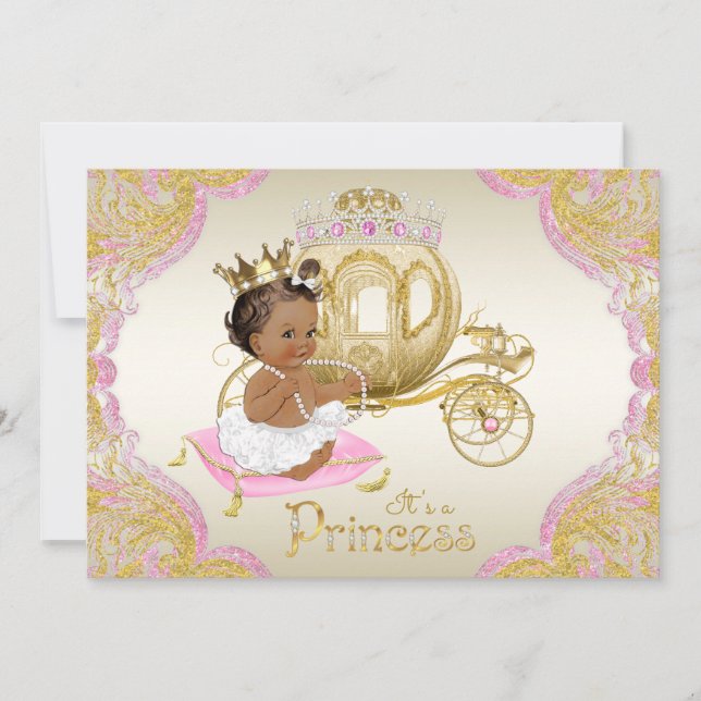 Invitation Baby shower d'or rose (Devant)