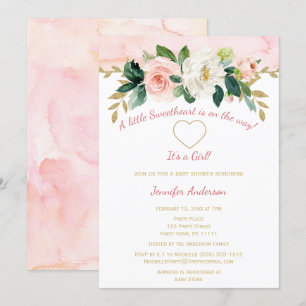 Invitation Baby shower d'or rose Valentine