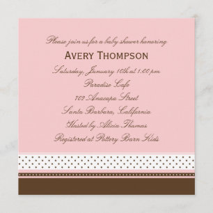 Invitation Baby shower Dots and Stripes - rose