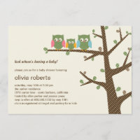Invitation Baby shower Dotty Owls