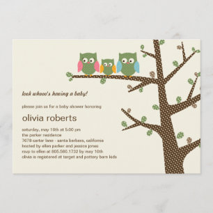 Invitation Baby shower Dotty Owls