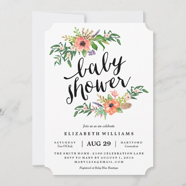 Invitation Baby shower douche la plus douce (Devant)