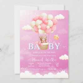 Invitation Baby shower d'ours à ballets roses