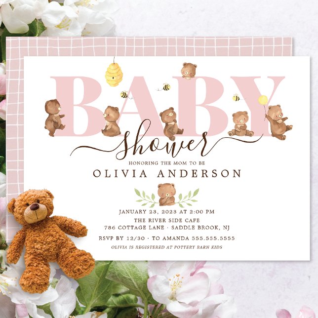 Invitation Baby shower d'ours au miel (Créateur téléchargé)