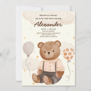 Invitation Baby shower d'ours Brown vintage