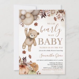 Invitation Baby shower d'ours d'automne neutre pour les homme
