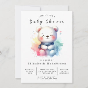 Invitation Baby shower d'ours de bois Whimsical