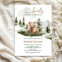 Invitation baby shower d'ours de forêt mignon
