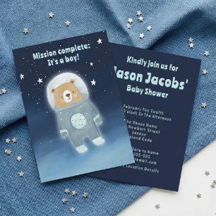 Invitation Baby shower d'Ours de l'espace mignon c'est un gar