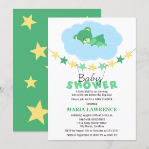 Invitation Baby shower d'ours en peluche à sommeil neutre sel