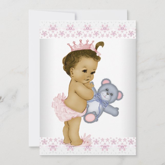 Invitation Baby shower d'ours en peluche rose (Devant)