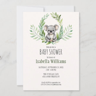 Invitation Baby shower d'ours Koala minimal mou