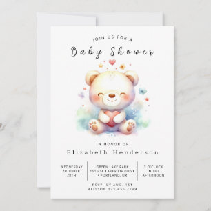 Invitation Baby shower d'ours modifiable pour bébé