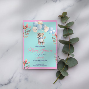 Invitation Baby shower d'ours mou minimaliste