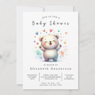 Invitation Baby shower d'ours neutre pour le genre Boho