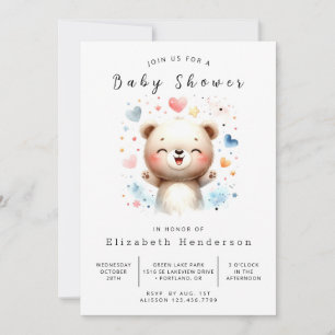 Invitation Baby shower d'ours numérique Whimsical