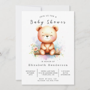 Invitation Baby shower d'ours personnalisé élégant
