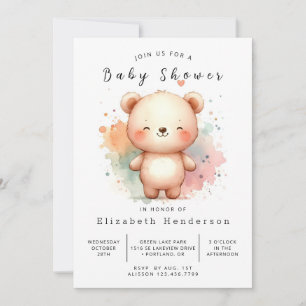Invitation Baby shower d'ours personnalisé moderne