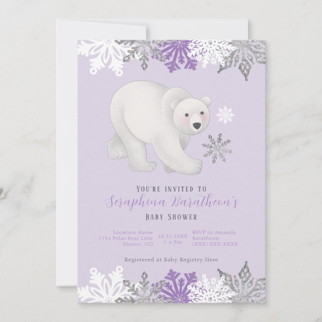 Invitation Baby shower d'ours polaire mou (Devant)