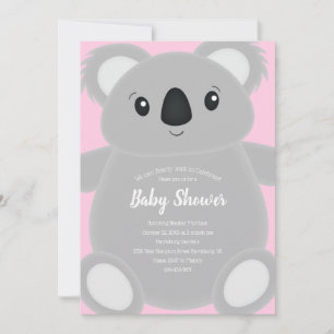 Invitation Baby shower d'ours rose Koala