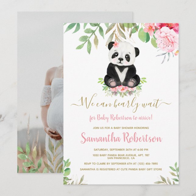 Invitation Baby shower d'ours rose pâle que nous pouvons atte (Devant / Derrière)