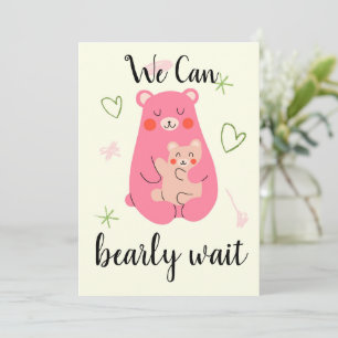 Invitation Baby shower d'ours rose vert et jaune