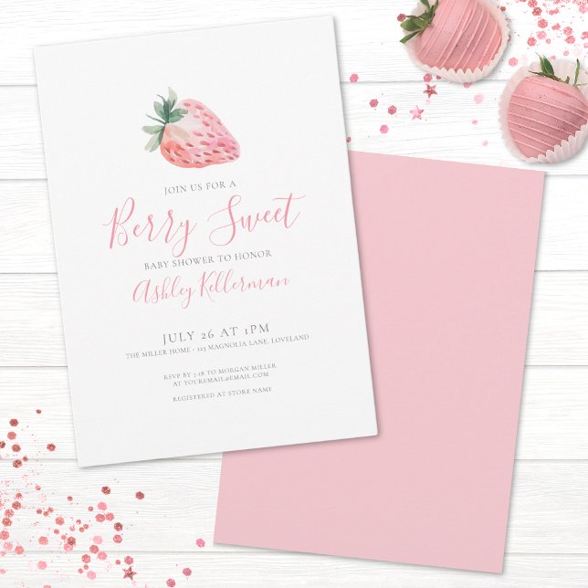 Invitation Baby shower doux au baies simple (Berry Sweet Baby Girl Shower Invitation)
