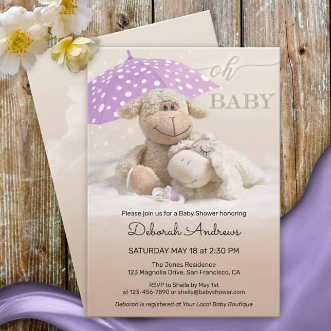 Invitation Baby shower doux Fluffy Animaux (Créateur téléchargé)