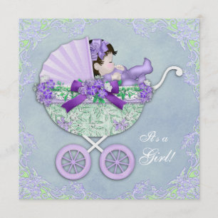 Invitation Baby shower doux violet et vert
