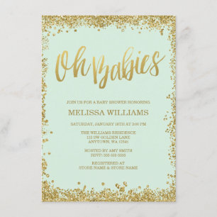 Invitation Baby shower d'Parties scintillant Gold de Baby Min