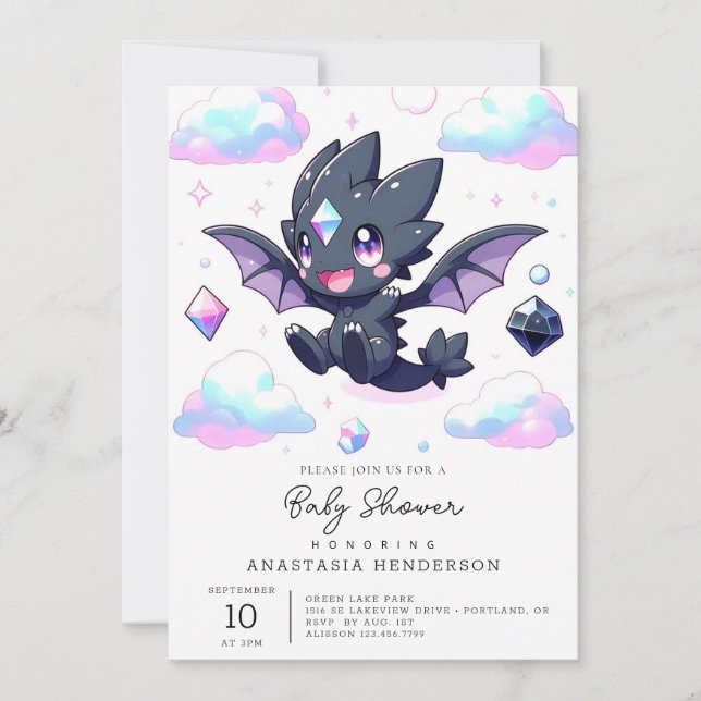 Invitation Baby shower Dragon Enchanted (Devant)
