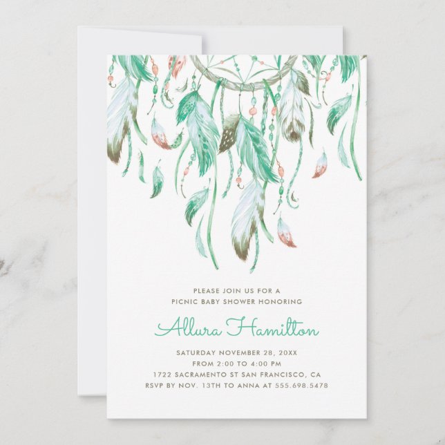 Invitation Baby shower Dreamcatcher (Devant)