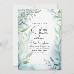 Invitation Baby shower - Dreamy Blue Garden