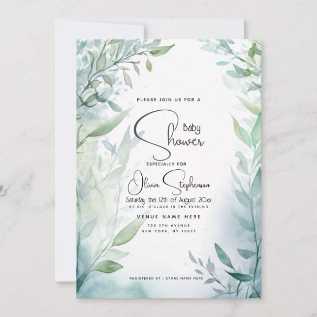 Invitation Baby shower - Dreamy Blue Garden (Devant)