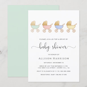Invitation Baby Shower Drive By Retro Parade de Landau