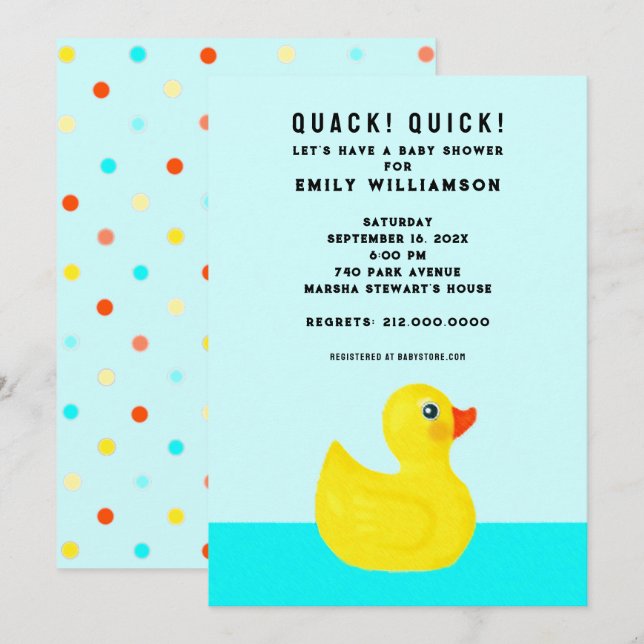 Invitation Baby shower drôle (Devant / Derrière)