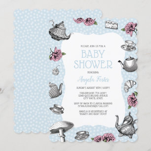 Invitation Baby shower du Blue Polka Dot Tea Party