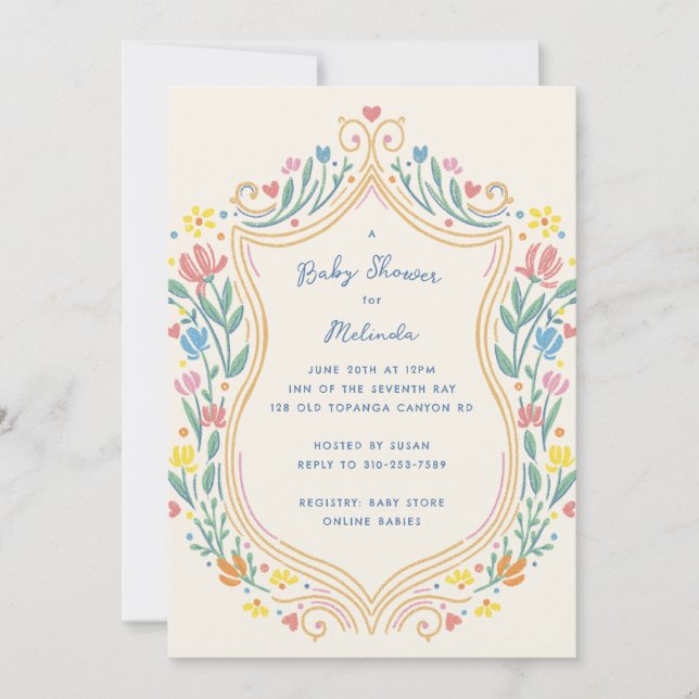 Invitation Baby shower du bouclier floral Pastel Spring (Devant)