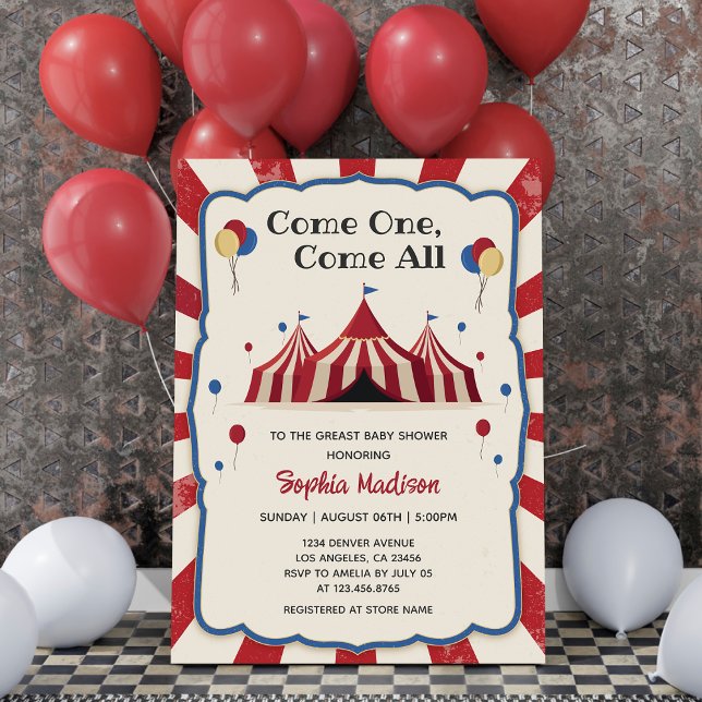 Invitation baby shower du Carnaval de cirque vintage (Créateur téléchargé)