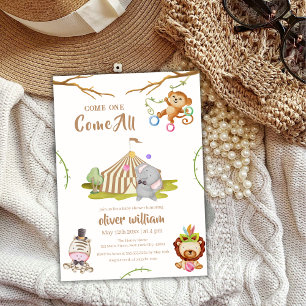 Invitation Baby shower du Carnaval de Woodland Safari