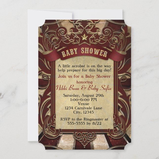 Invitation Baby shower du Carnaval vintage (Devant)