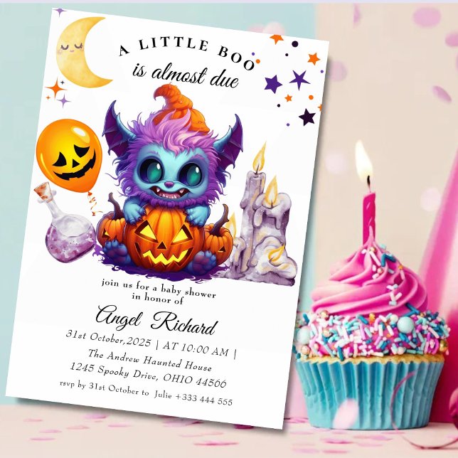 Invitation Baby shower du Citrouille d'Halloween Little Boo (Créateur téléchargé)