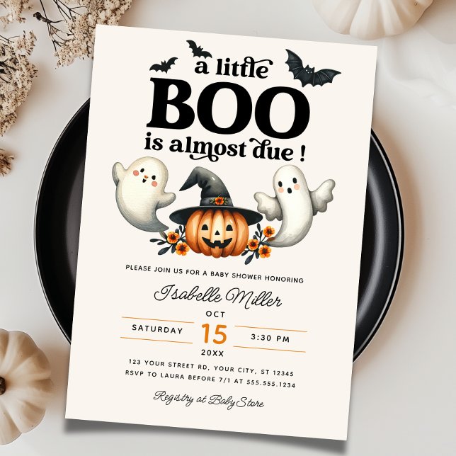 Invitation Baby shower du Citrouille d'Halloween Little Boo (Créateur téléchargé)